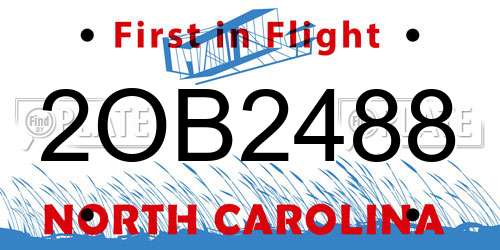 2OB2488 North Carolina License Plate