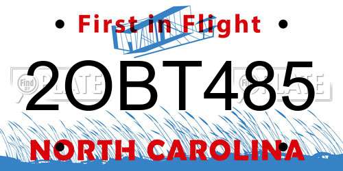 2OBT485 North Carolina License Plate