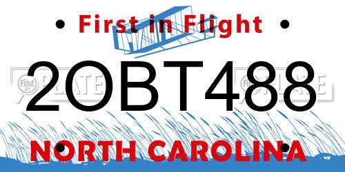 2OBT488 North Carolina License Plate