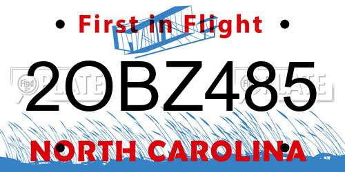 2OBZ485 North Carolina License Plate