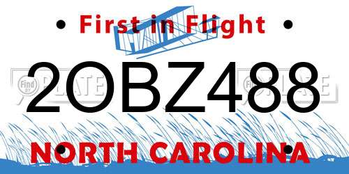 2OBZ488 North Carolina License Plate