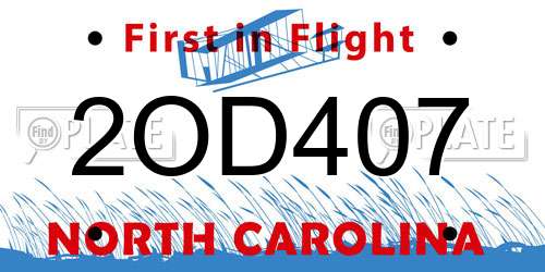 2OD407 North Carolina License Plate