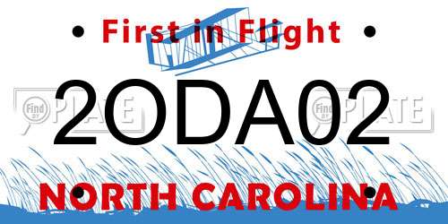 2ODA02 North Carolina License Plate