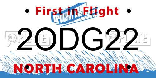 2ODG22 North Carolina License Plate