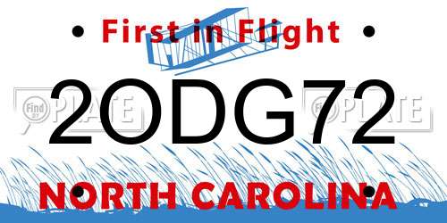 2ODG72 North Carolina License Plate