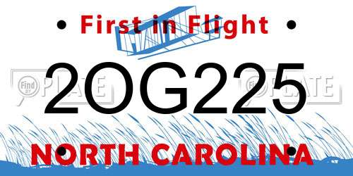 2OG225 North Carolina License Plate