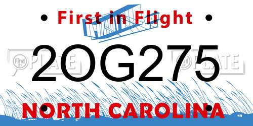2OG275 North Carolina License Plate
