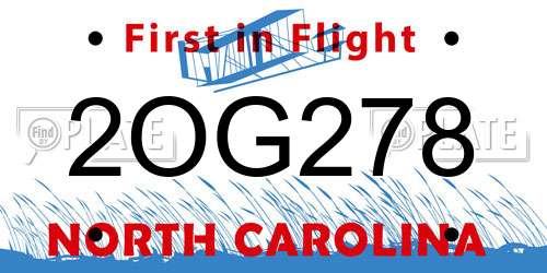 2OG278 North Carolina License Plate