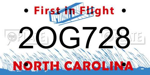2OG728 North Carolina License Plate