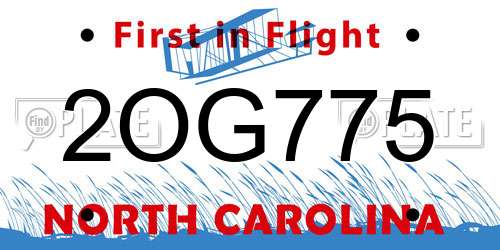 2OG775 North Carolina License Plate