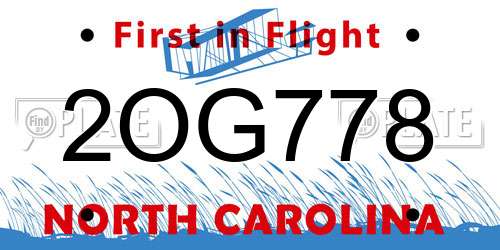 2OG778 North Carolina License Plate