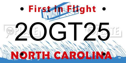 2OGT25 North Carolina License Plate