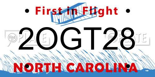 2OGT28 North Carolina License Plate