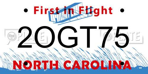 2OGT75 North Carolina License Plate