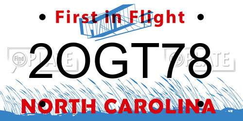 2OGT78 North Carolina License Plate