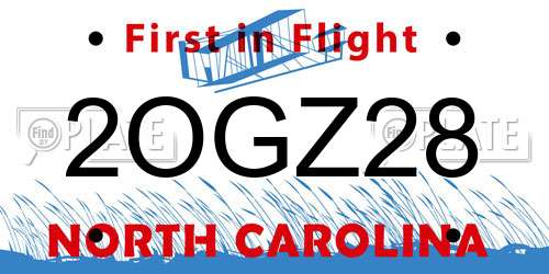 2OGZ28 North Carolina License Plate