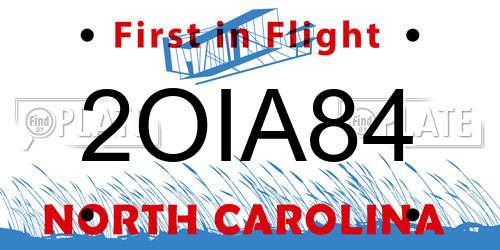 2OIA84 North Carolina License Plate