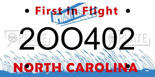 2OO402 North Carolina License Plate