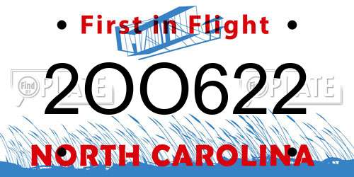 2OO622 North Carolina License Plate