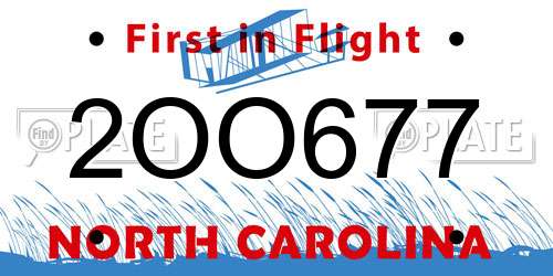 2OO677 North Carolina License Plate