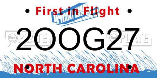 2OOG27 North Carolina License Plate