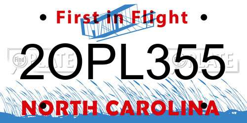 2OPL355 North Carolina License Plate