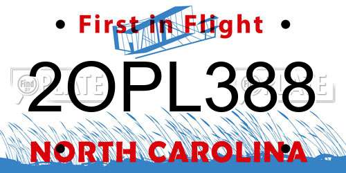 2OPL388 North Carolina License Plate