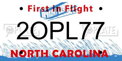2OPL77 North Carolina License Plate