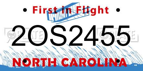 2OS2455 North Carolina License Plate