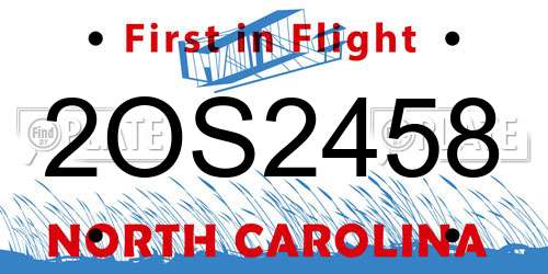 2OS2458 North Carolina License Plate