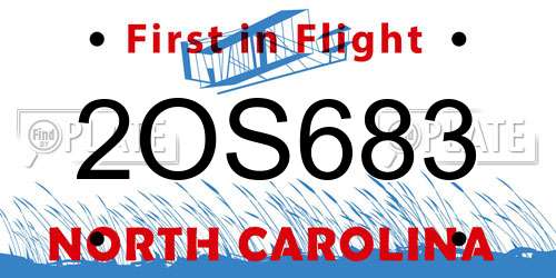 2OS683 North Carolina License Plate
