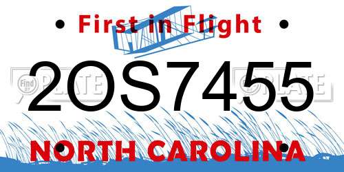 2OS7455 North Carolina License Plate