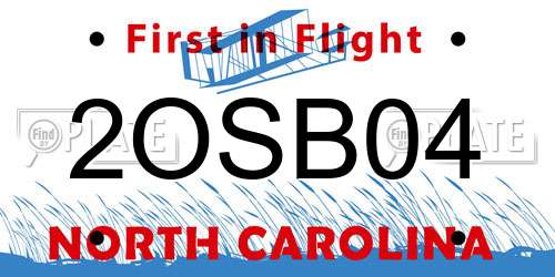 2OSB04 North Carolina License Plate
