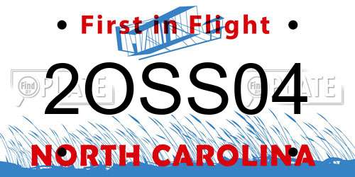 2OSS04 North Carolina License Plate