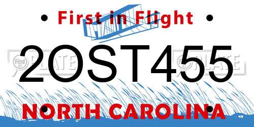 2OST455 North Carolina License Plate