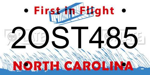 2OST485 North Carolina License Plate