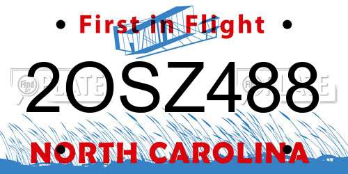 2OSZ488 North Carolina License Plate