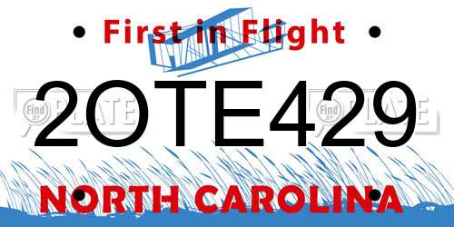 2OTE429 North Carolina License Plate