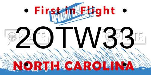 2OTW33 North Carolina License Plate