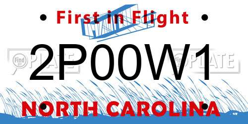 2P00W1 North Carolina License Plate