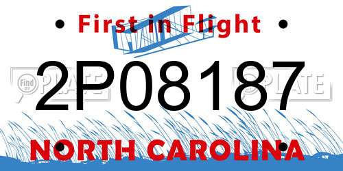 2P08187 North Carolina License Plate