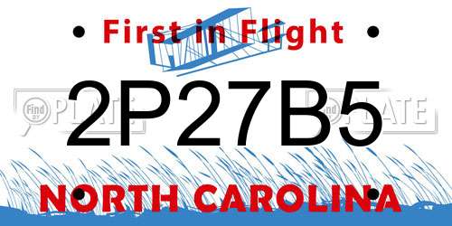 2P27B5 North Carolina License Plate