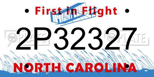 2P32327 North Carolina License Plate