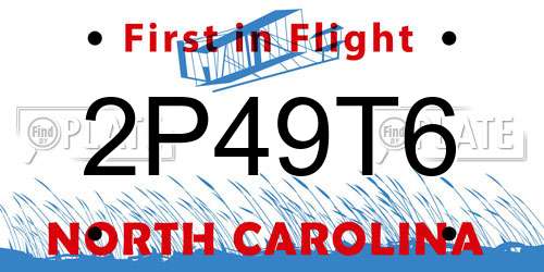 2P49T6 North Carolina License Plate