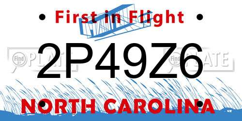 2P49Z6 North Carolina License Plate