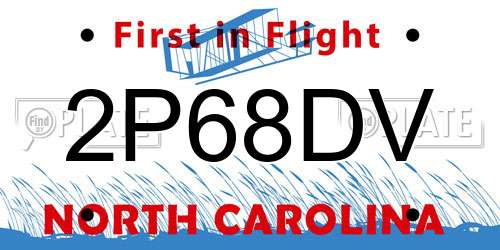 2P68DV North Carolina License Plate