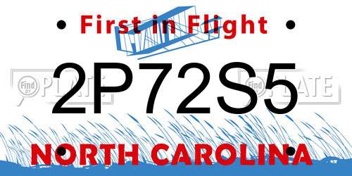 2P72S5 North Carolina License Plate