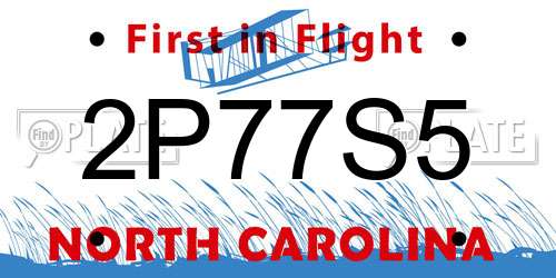 2P77S5 North Carolina License Plate