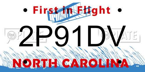 2P91DV North Carolina License Plate