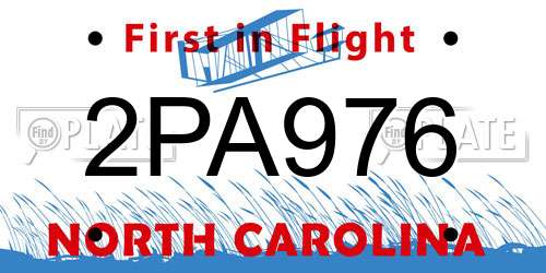 2PA976 North Carolina License Plate
